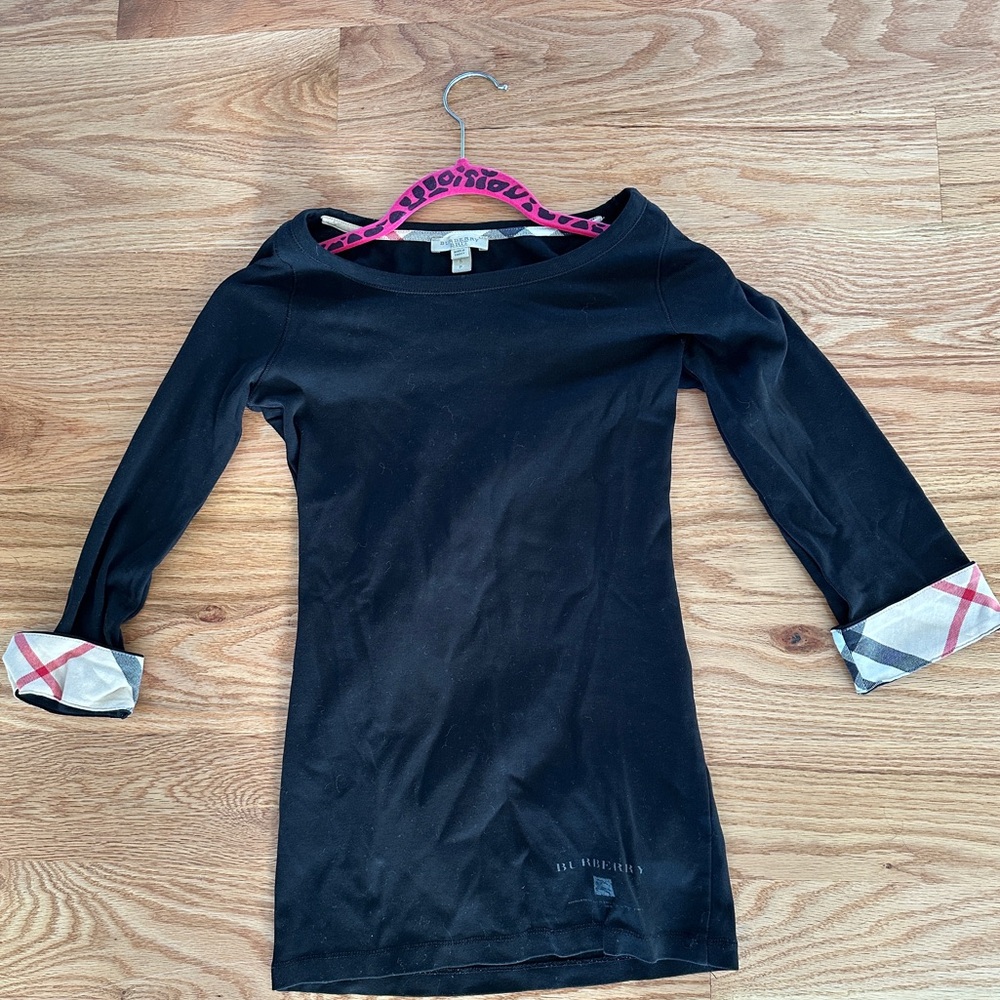 Authentic Burberry britt check cuff top black